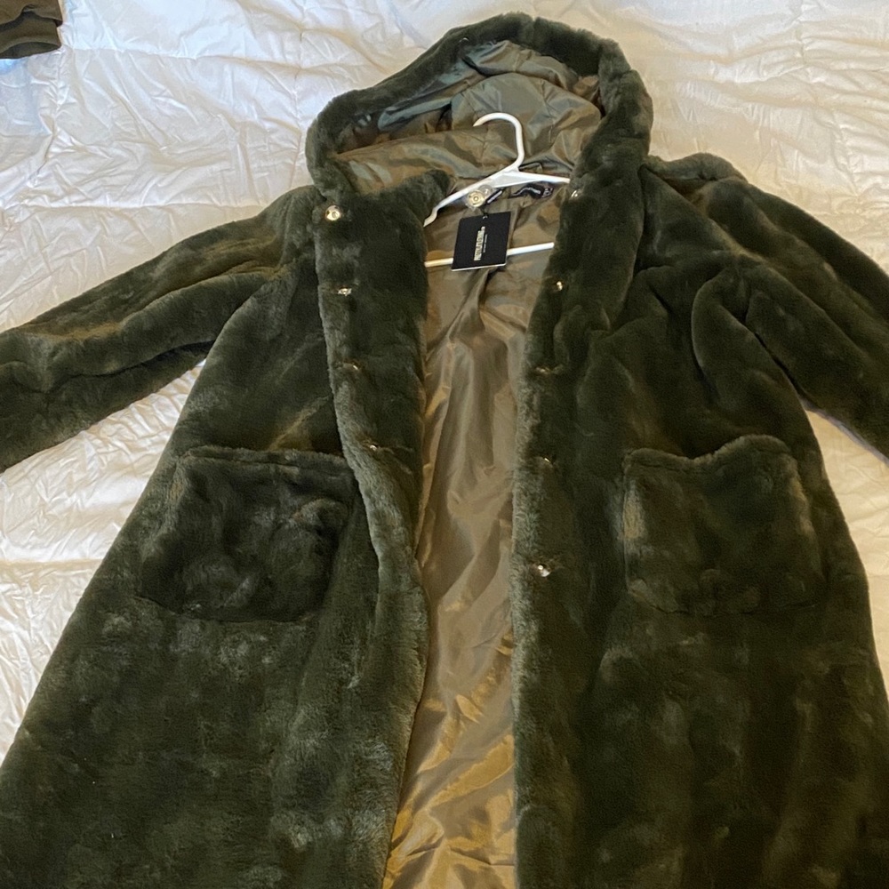Faux fur hooded coat